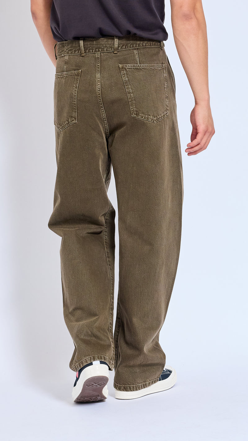 LEMAIRE MOSS GREEN TWISTED BELT DENIM PANTS