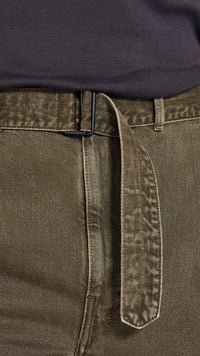 LEMAIRE MOSS GREEN TWISTED BELT DENIM PANTS