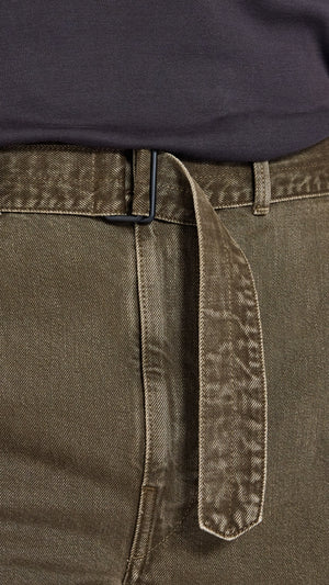 LEMAIRE MOSS GREEN TWISTED BELT DENIM PANTS