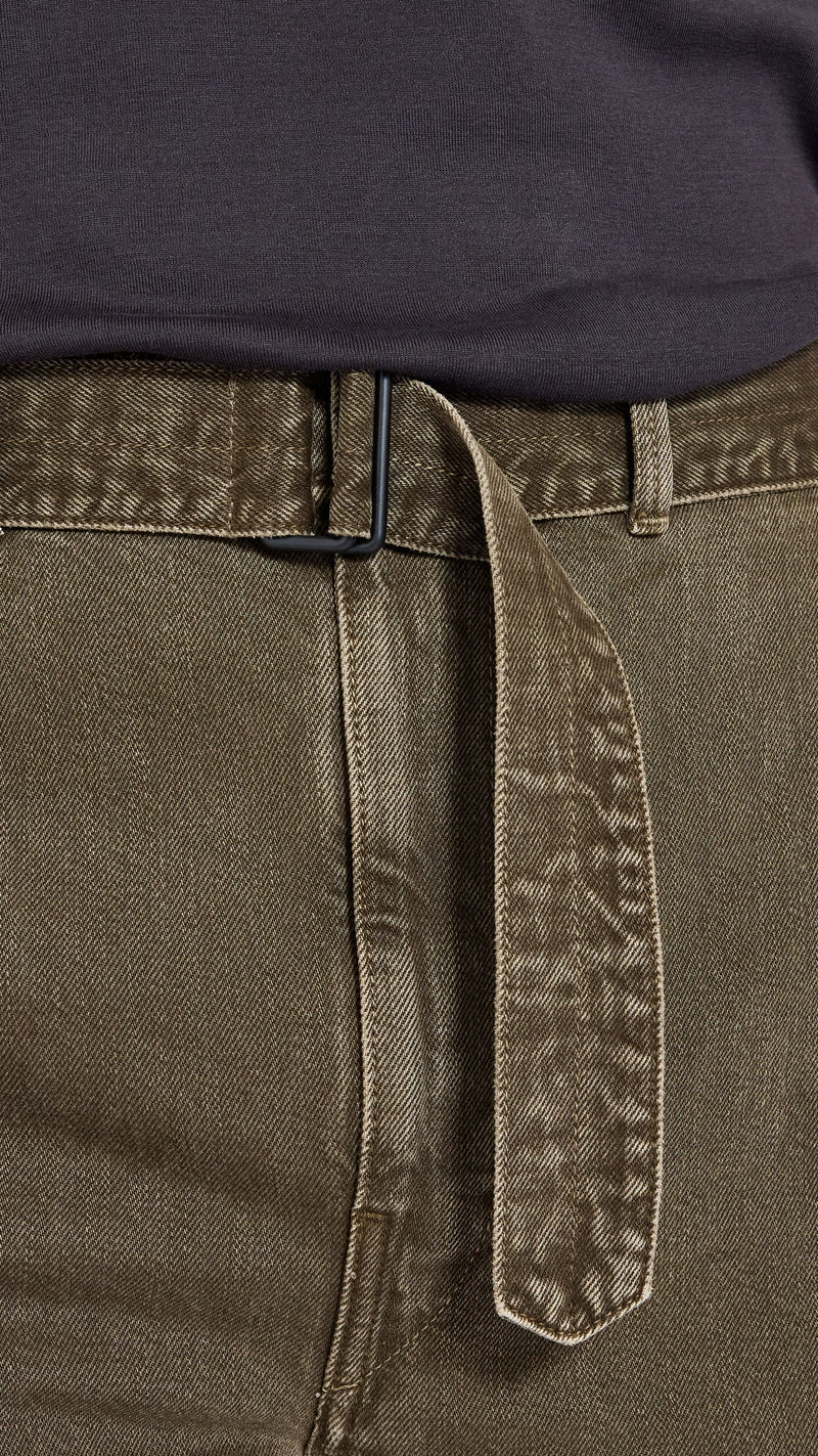 LEMAIRE MOSS GREEN TWISTED BELT DENIM PANTS