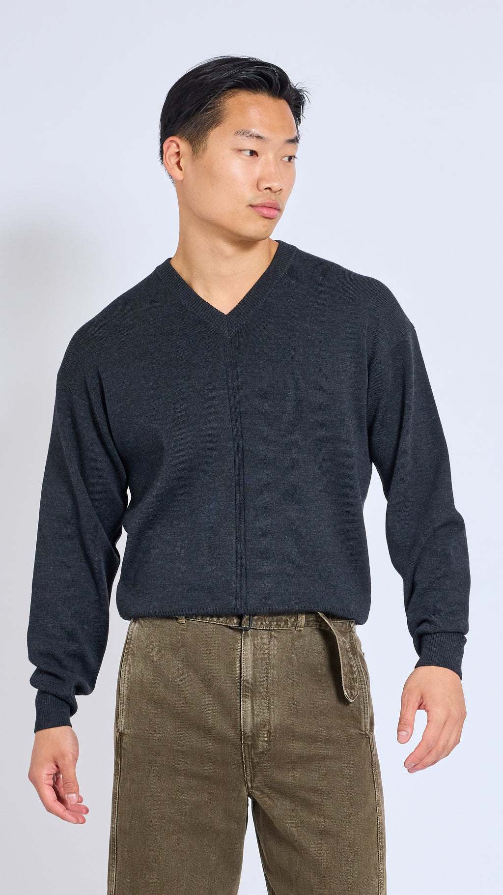 LEMAIRE ANTHRACITE V NECK SWEATER