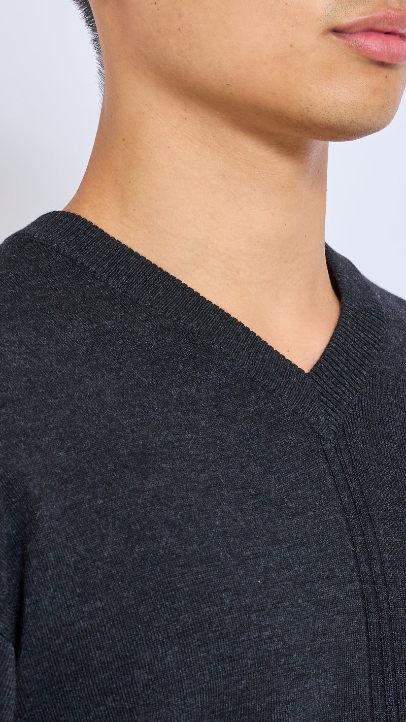 LEMAIRE ANTHRACITE V NECK SWEATER