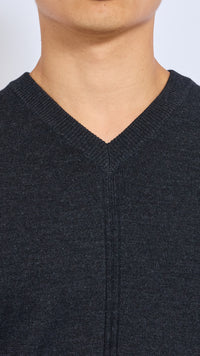 LEMAIRE ANTHRACITE V NECK SWEATER