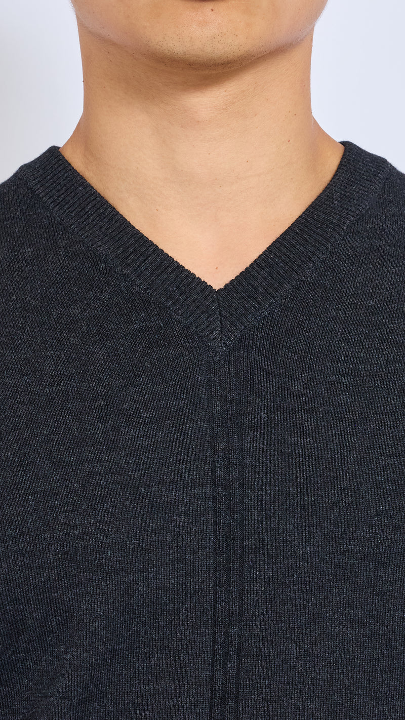 LEMAIRE ANTHRACITE V NECK SWEATER