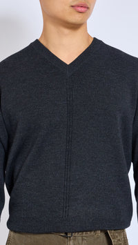 LEMAIRE ANTHRACITE V NECK SWEATER