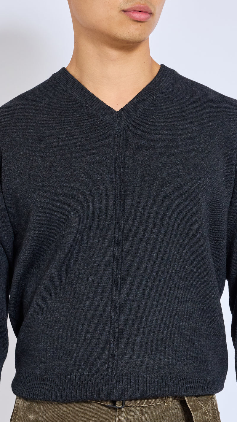 LEMAIRE ANTHRACITE V NECK SWEATER