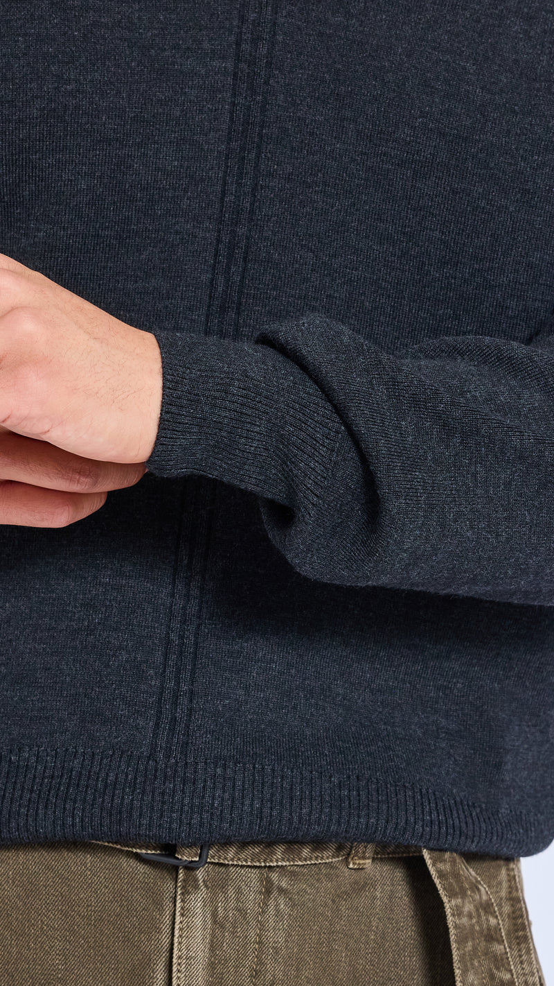 LEMAIRE ANTHRACITE V NECK SWEATER
