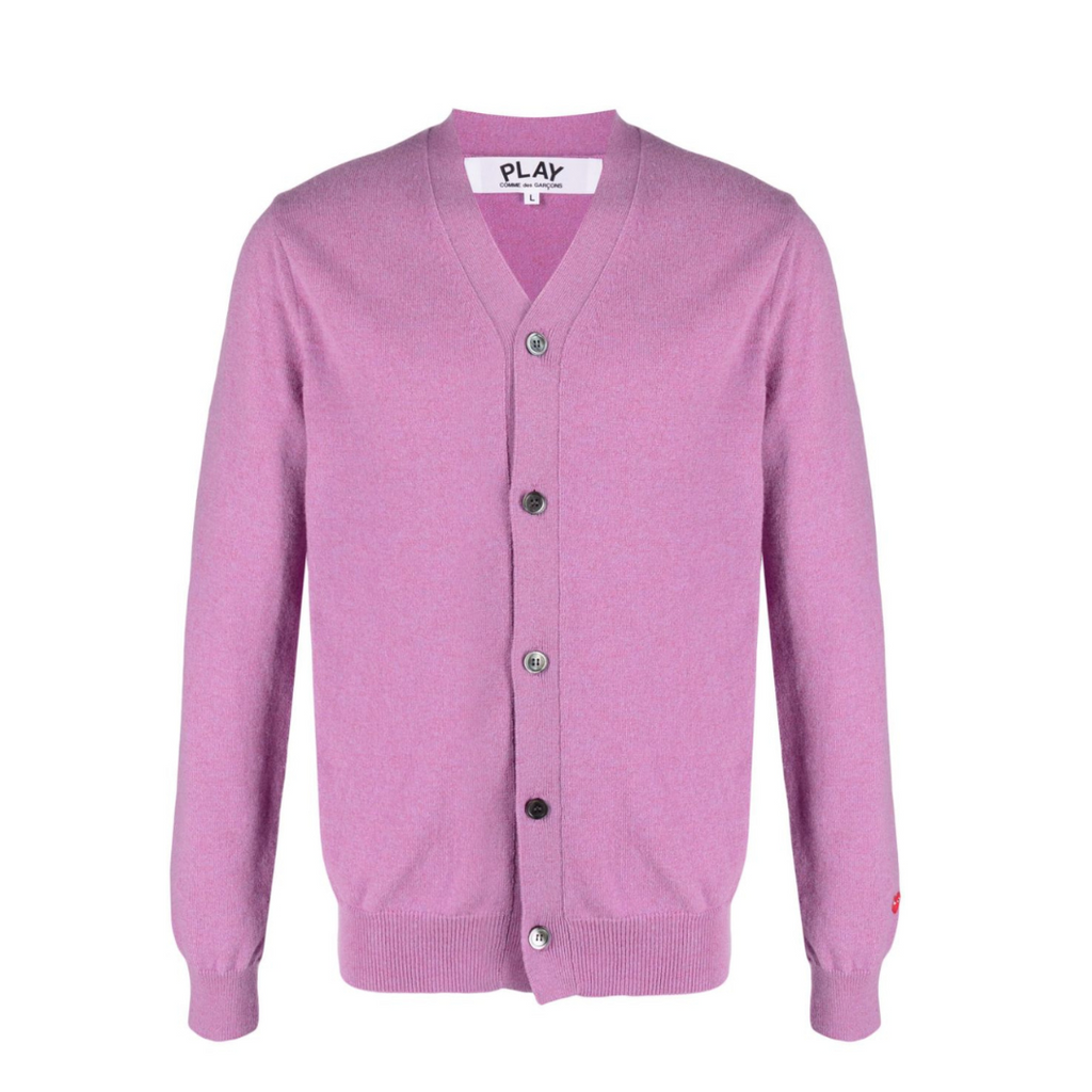 COMME DES GARÇONS PLAY MAUVE KNIT CARDIGAN