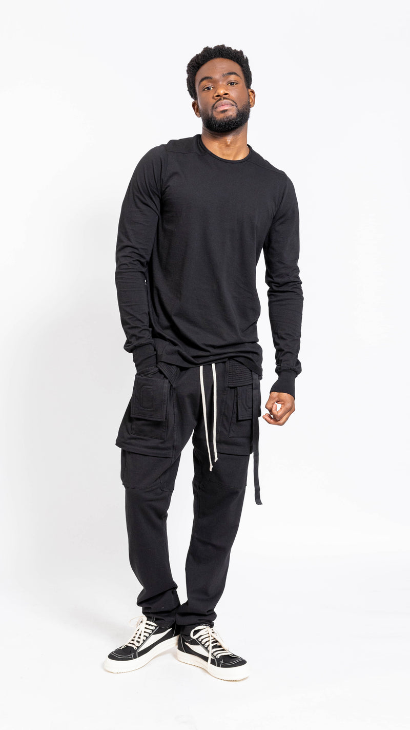 RICK OWENS DRKSHDW BLACK CARGO CREATCH LOUNGE PANTS