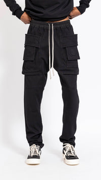 RICK OWENS DRKSHDW BLACK CARGO CREATCH LOUNGE PANTS