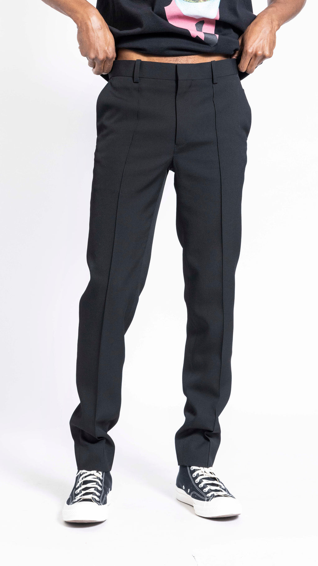 UNDERCOVER BLACK WOOL RING PANTS