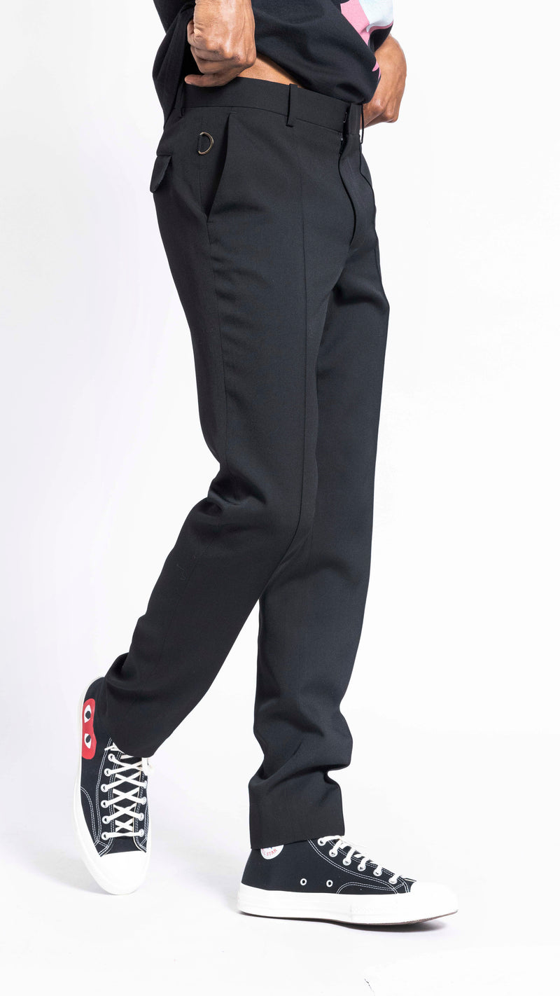 UNDERCOVER BLACK WOOL RING PANTS