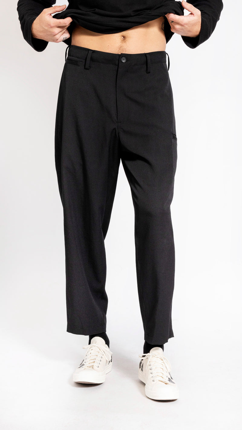 YOHJI YAMAMOTO BLACK WIDE POCKET PANTS