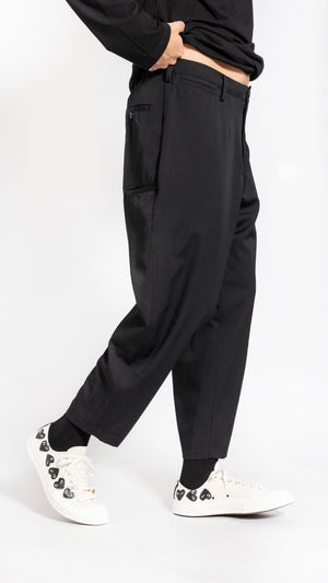 YOHJI YAMAMOTO BLACK WIDE POCKET PANTS