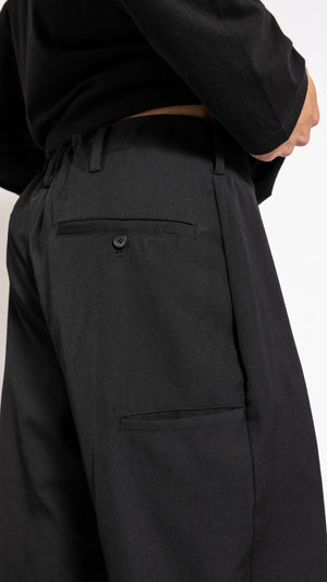 YOHJI YAMAMOTO BLACK WIDE POCKET PANTS