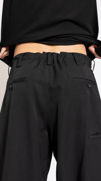 YOHJI YAMAMOTO BLACK WIDE POCKET PANTS