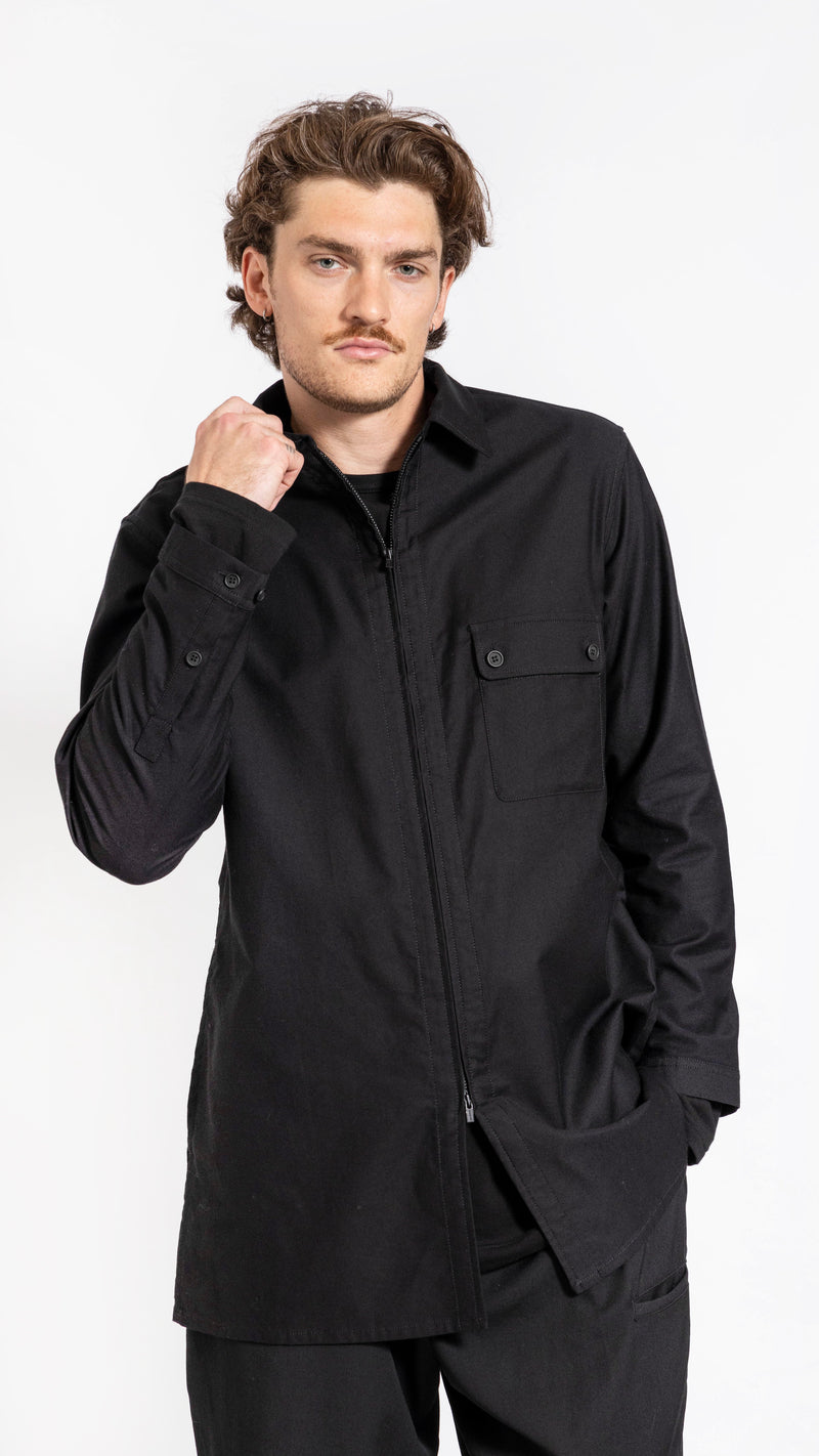 YOHJI YAMAMOTO BLACK ZIP POCKET SHIRT