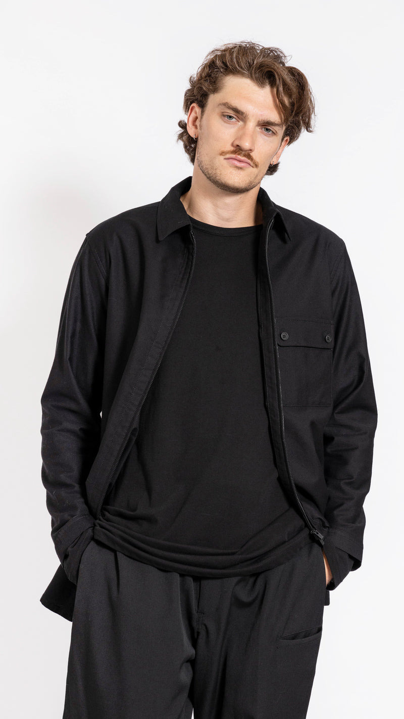 YOHJI YAMAMOTO BLACK ZIP POCKET SHIRT