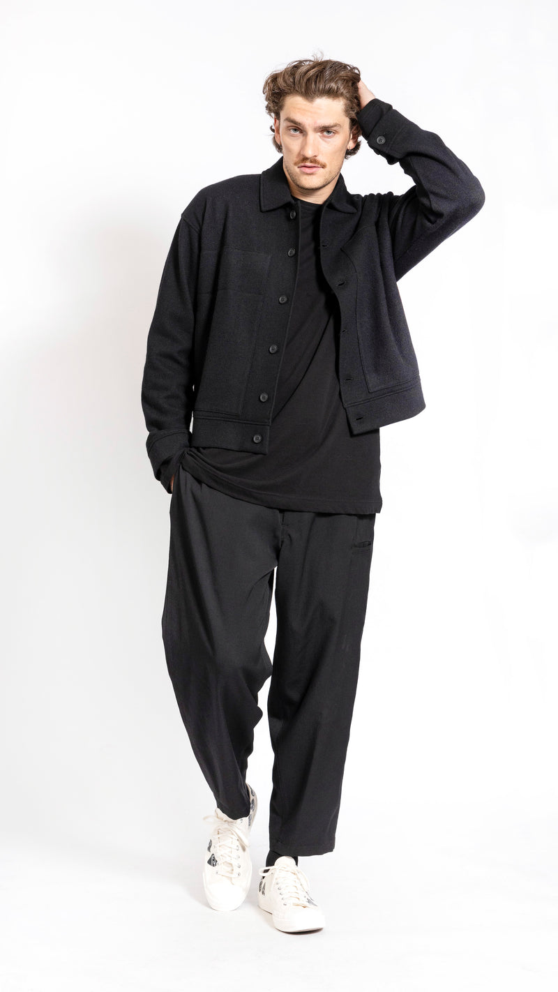 YOHJI YAMAMOTO BLACK WOOL BUTTONED BLOUSON