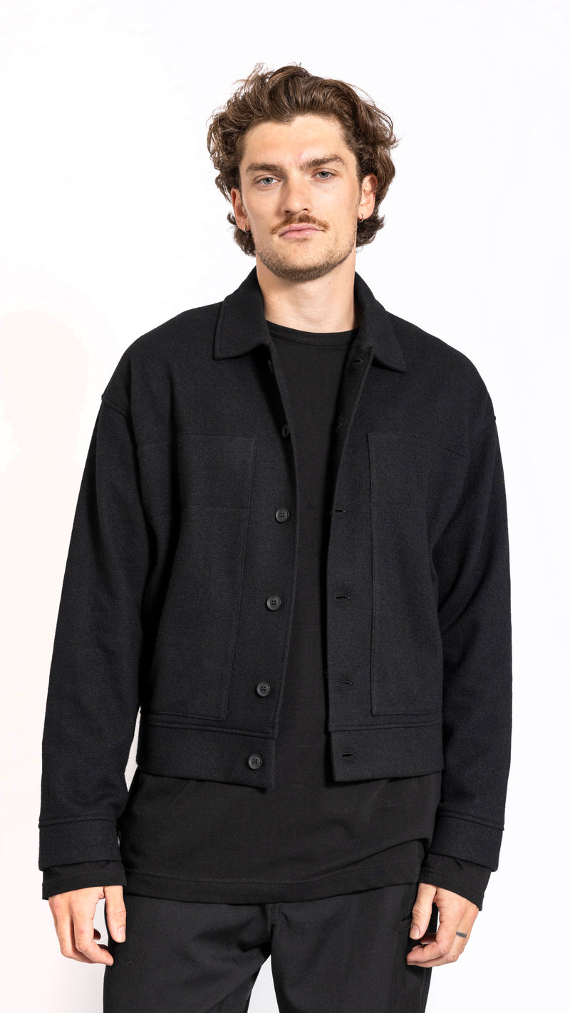 YOHJI YAMAMOTO BLACK WOOL BUTTONED BLOUSON