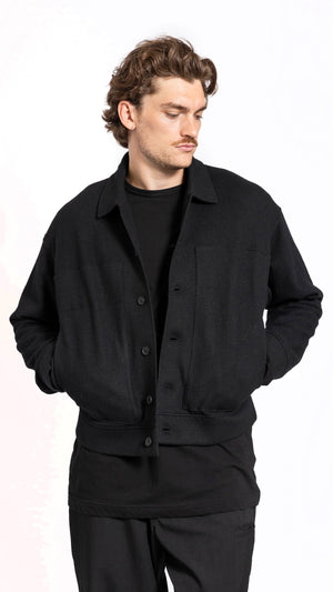 YOHJI YAMAMOTO BLACK WOOL BUTTONED BLOUSON