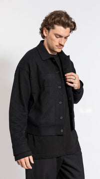 YOHJI YAMAMOTO BLACK WOOL BUTTONED BLOUSON