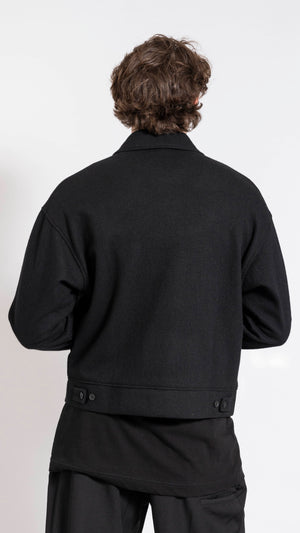 YOHJI YAMAMOTO BLACK WOOL BUTTONED BLOUSON