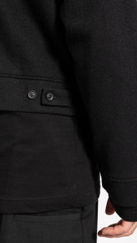 YOHJI YAMAMOTO BLACK WOOL BUTTONED BLOUSON