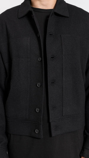 YOHJI YAMAMOTO BLACK WOOL BUTTONED BLOUSON