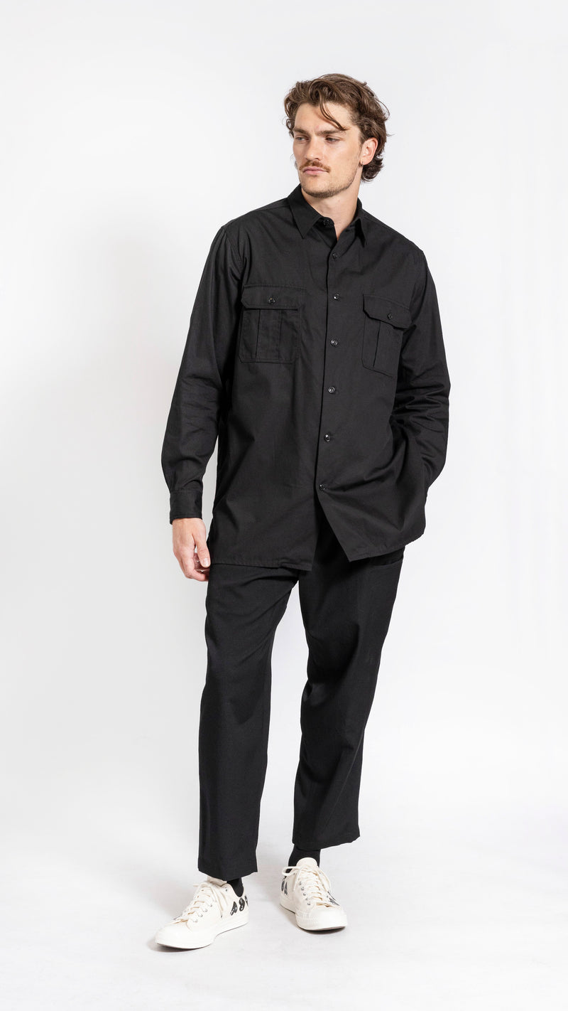 YOHJI YAMAMOTO BLACK TWO POCKET COTTON SHIRT