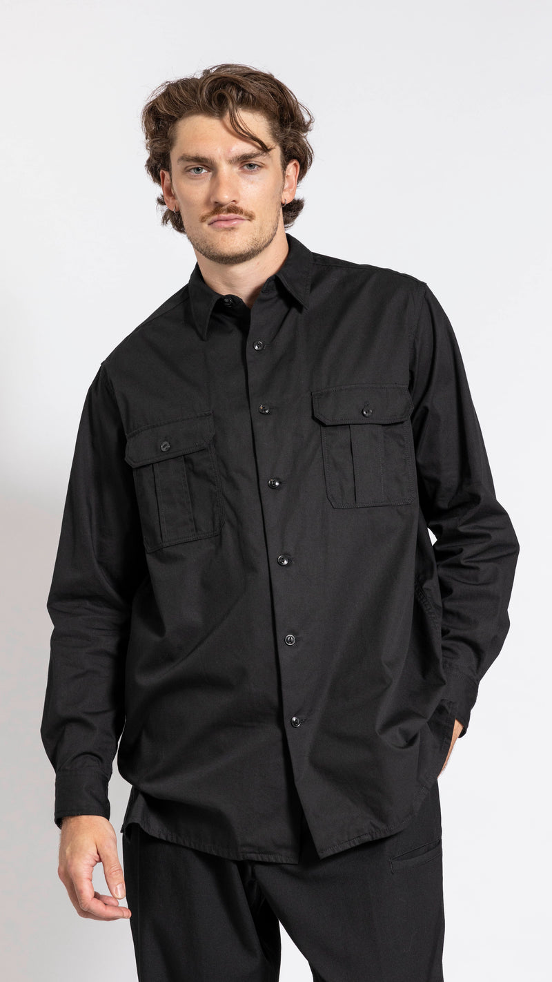 YOHJI YAMAMOTO BLACK TWO POCKET COTTON SHIRT