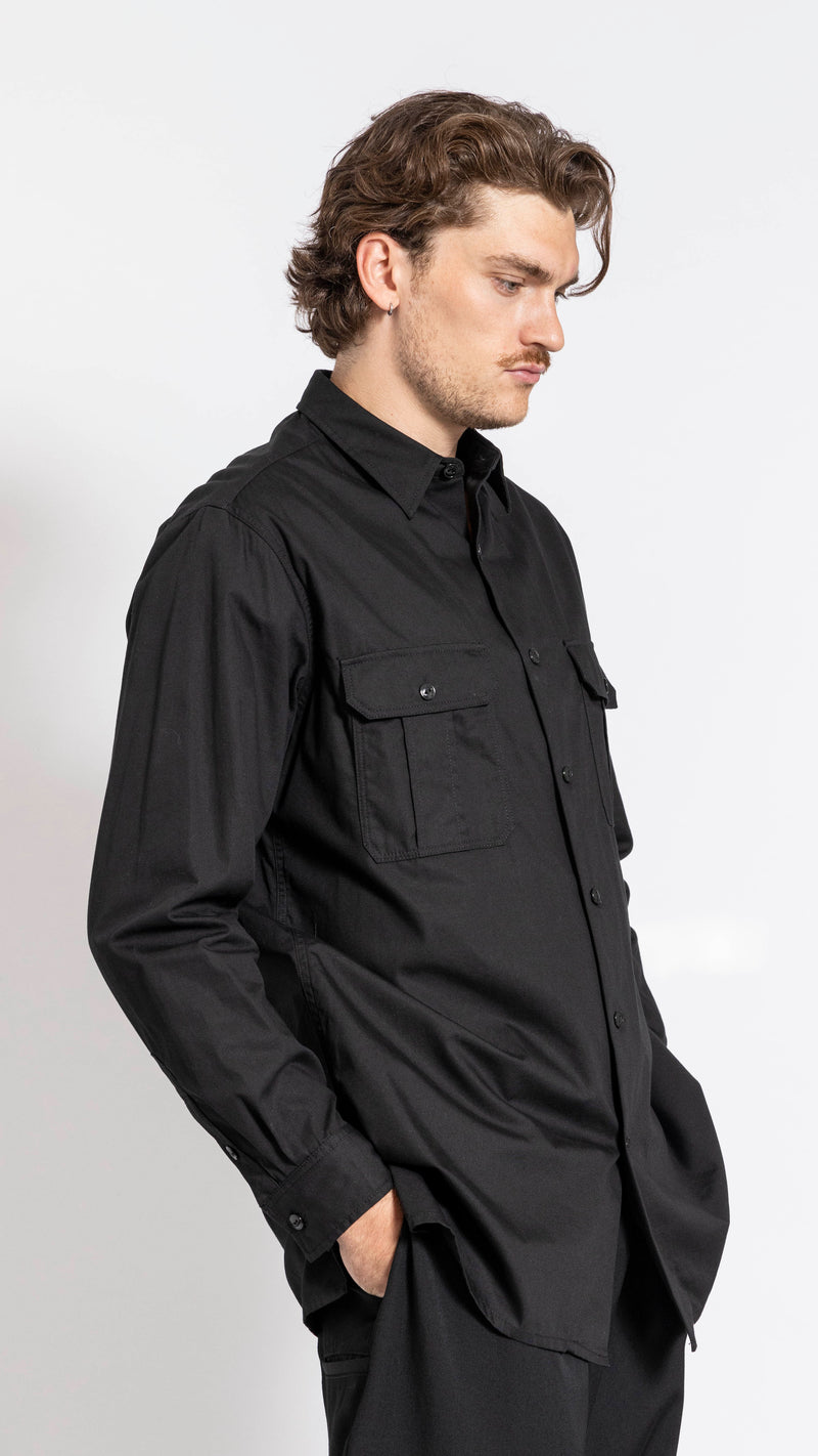 YOHJI YAMAMOTO BLACK TWO POCKET COTTON SHIRT