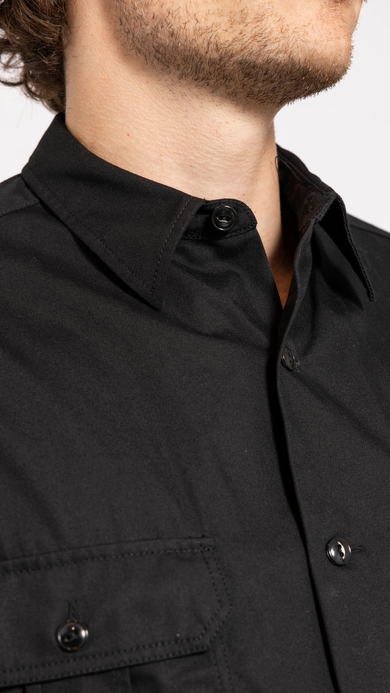 YOHJI YAMAMOTO BLACK TWO POCKET COTTON SHIRT