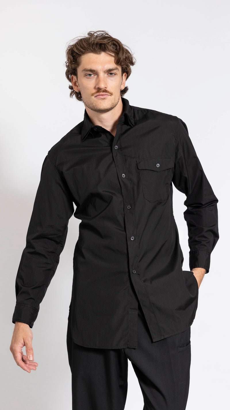 YOHJI YAMAMOTO BLACK TRIPLE COLLAR POCKET SHIRT