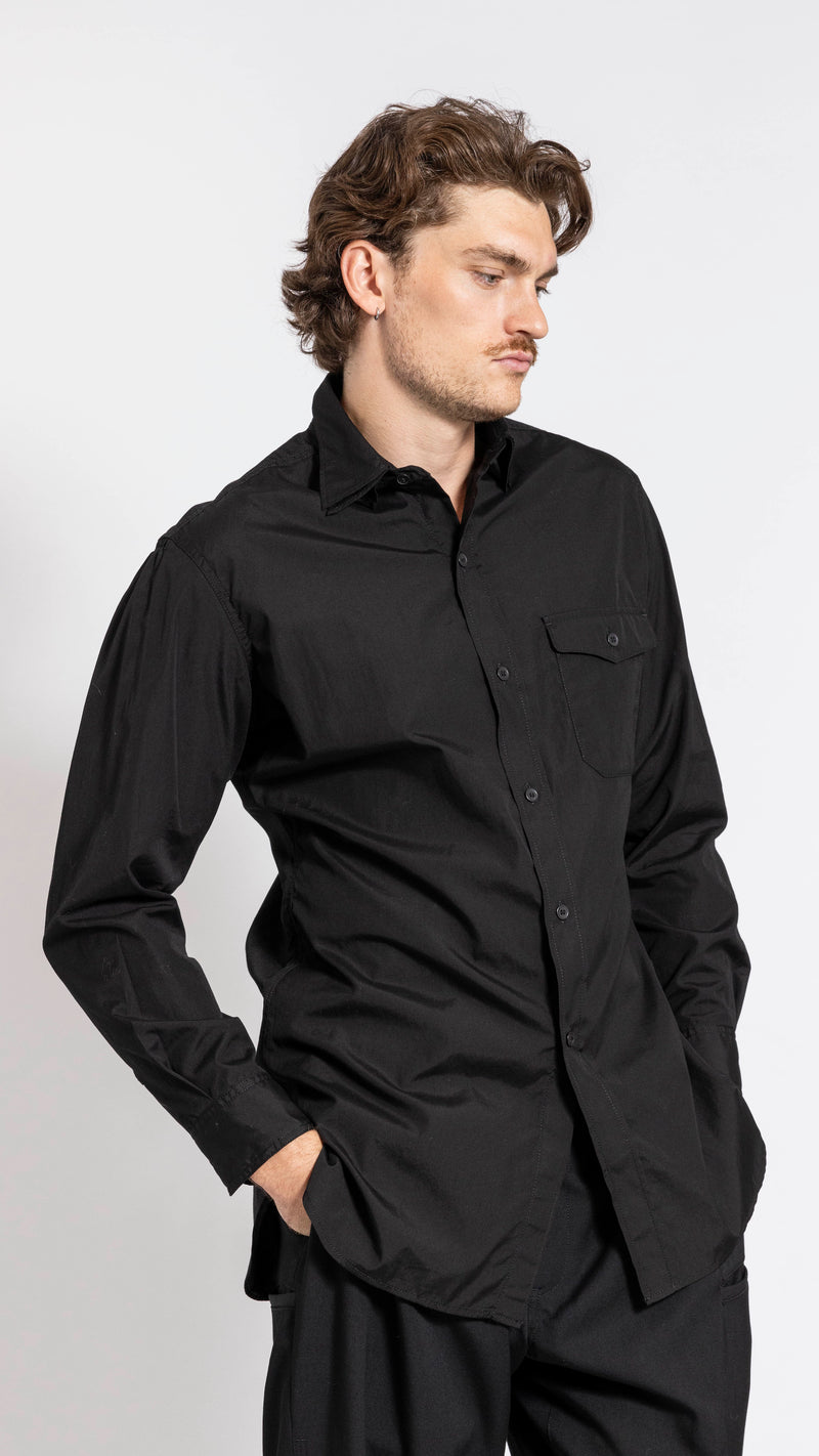 YOHJI YAMAMOTO BLACK TRIPLE COLLAR POCKET SHIRT