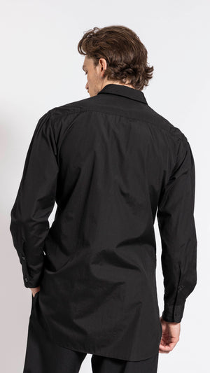 YOHJI YAMAMOTO BLACK TRIPLE COLLAR POCKET SHIRT