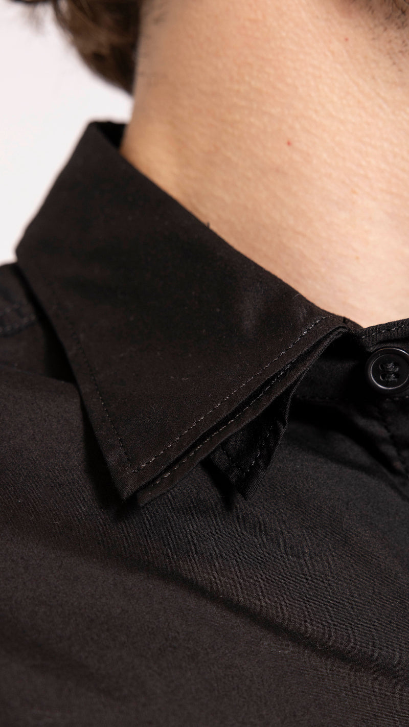 YOHJI YAMAMOTO BLACK TRIPLE COLLAR POCKET SHIRT