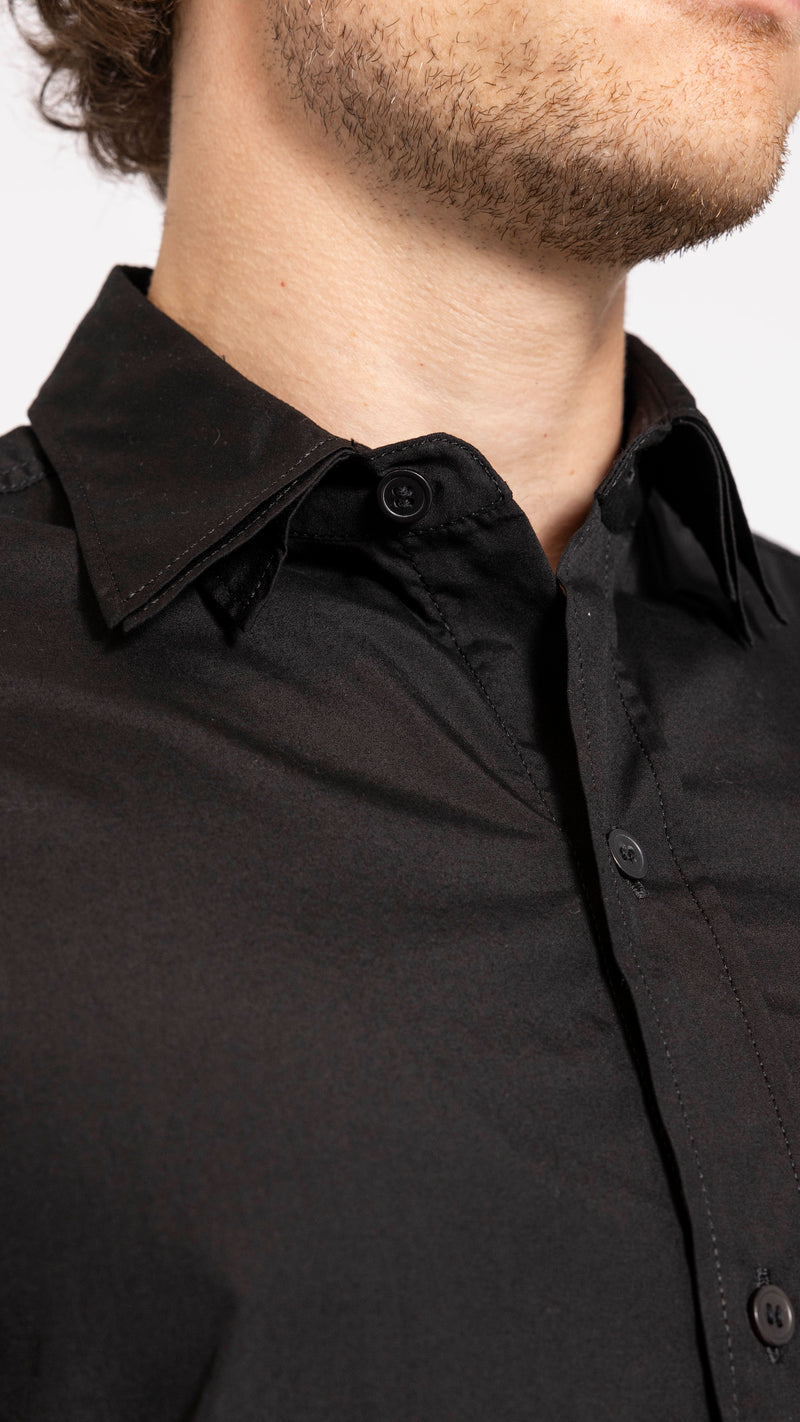 YOHJI YAMAMOTO BLACK TRIPLE COLLAR POCKET SHIRT