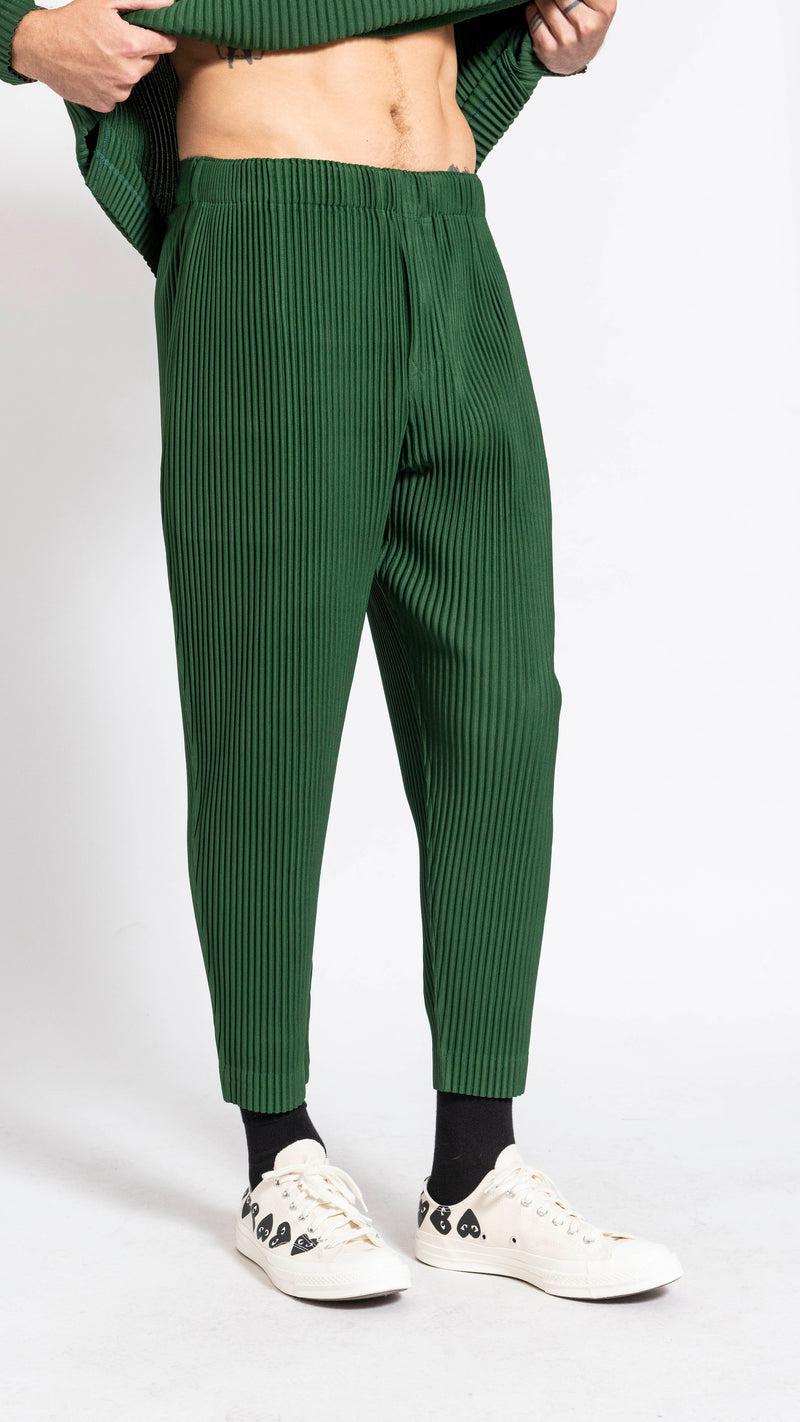 HOMME PLISSÉ ISSEY MIYAKE SEAWEED GREEN AUGUST PANTS