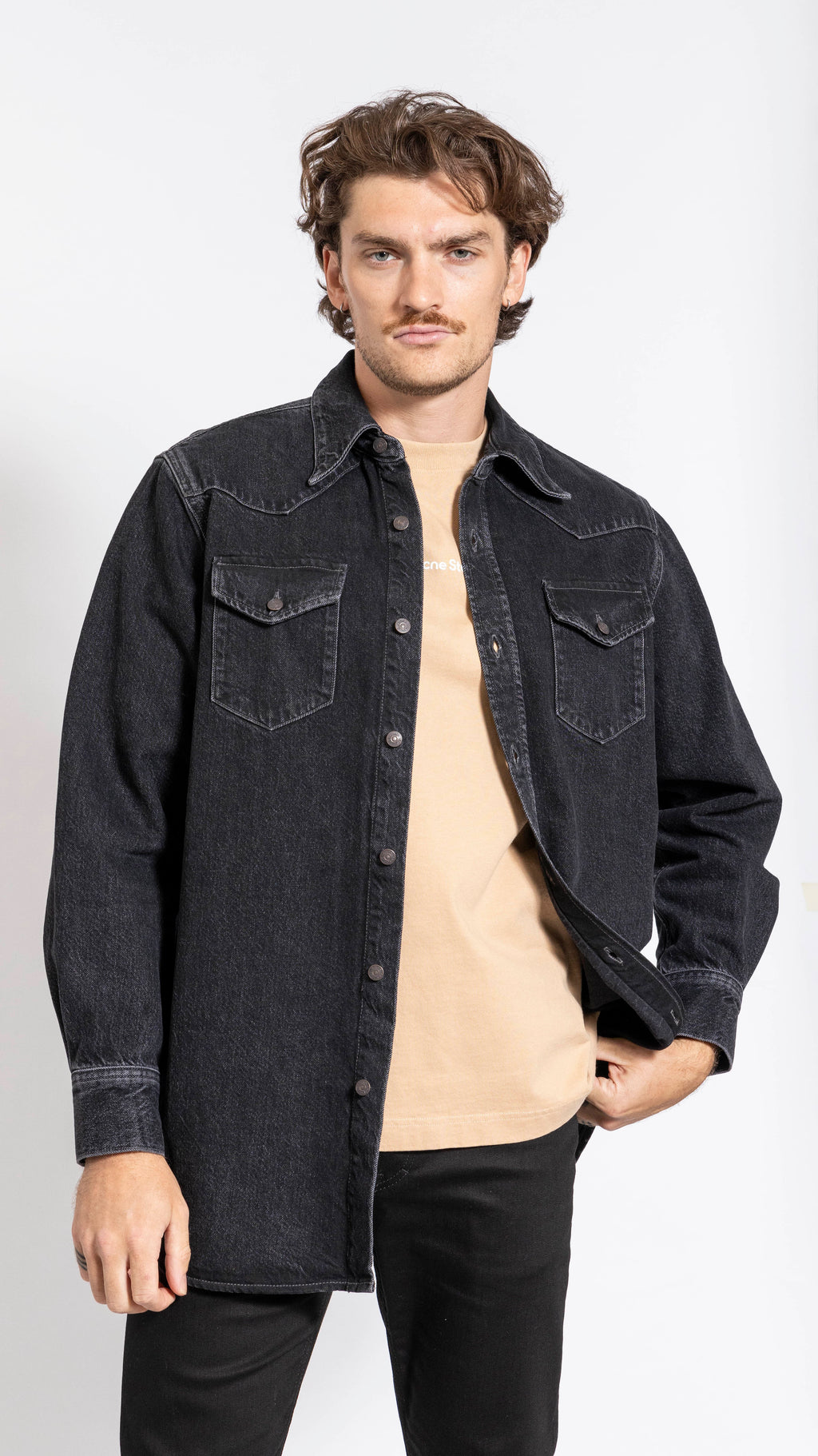 ACNE STUDIOS BLACK DENIM KARTY OVERSHIRT