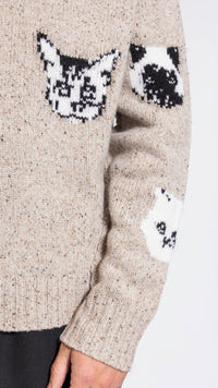 ACNE STUDIOS BEIGE CAT JACQUARD SWEATER