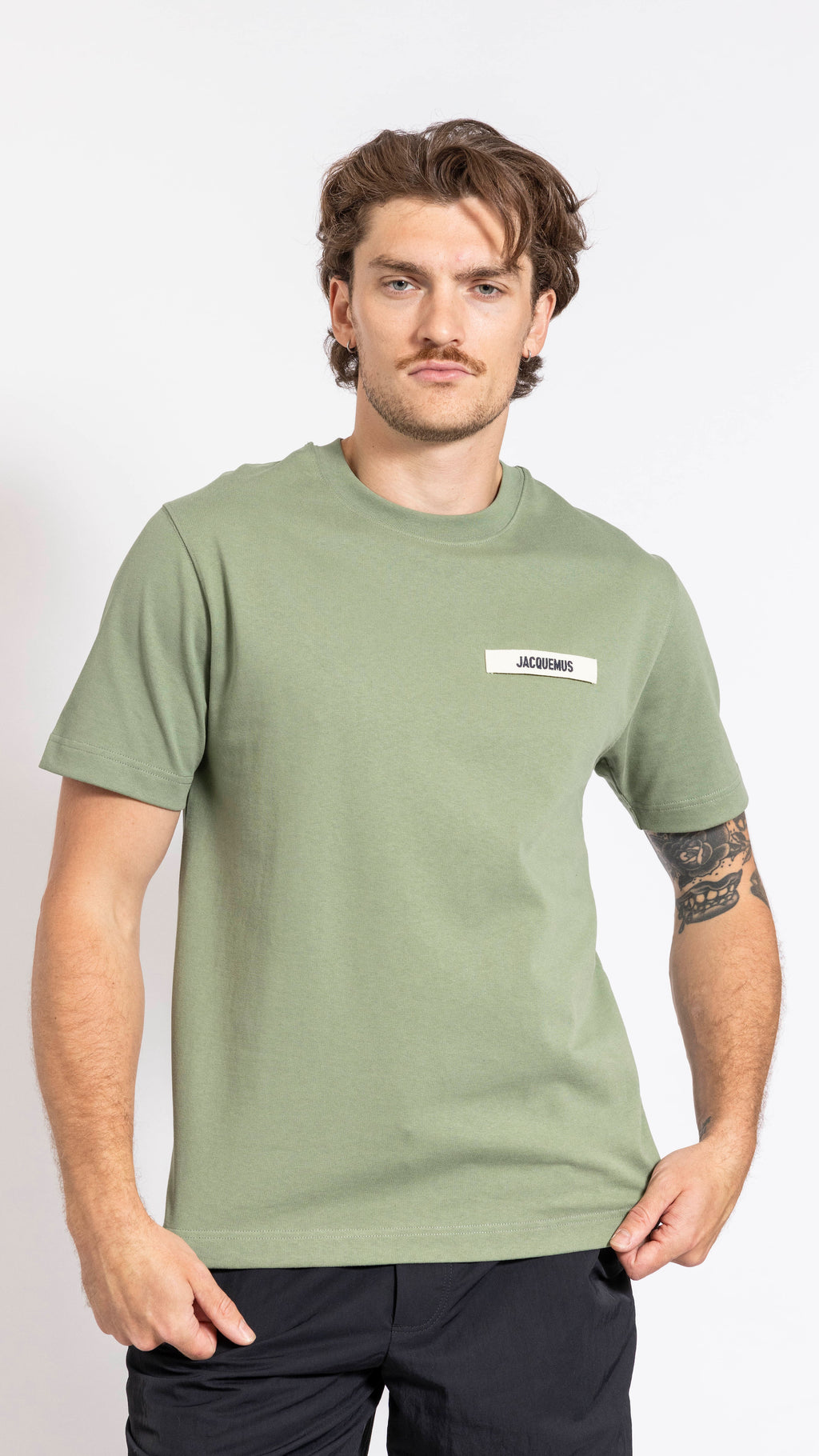 JACQUEMUS GREEN "LE T-SHIRT GROS GRAIN" T-SHIRT