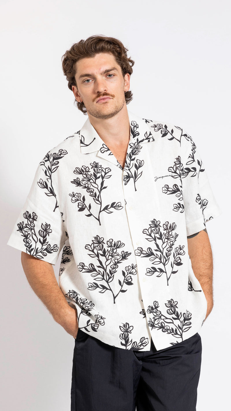 JACQUEMUS WHITE "LE CHEMISE JEAN" FLORAL SHIRT