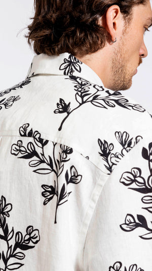 JACQUEMUS WHITE "LE CHEMISE JEAN" FLORAL SHIRT