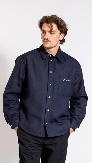 JACQUEMUS NAVY "LE CHEMISE BOULANGER" OVERSHIRT