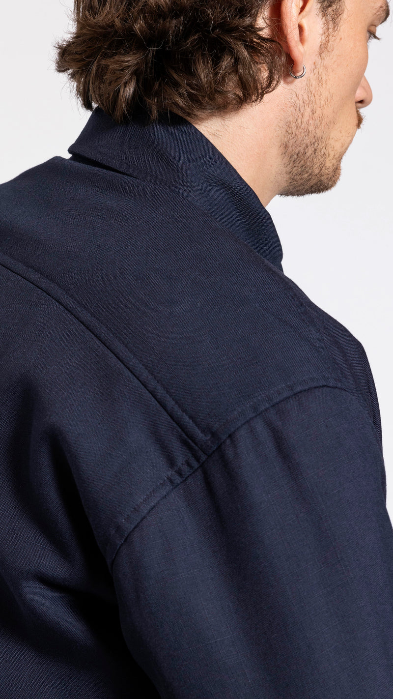 JACQUEMUS NAVY "LE CHEMISE BOULANGER" OVERSHIRT