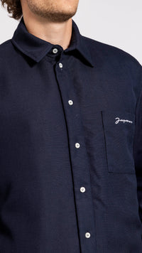 JACQUEMUS NAVY "LE CHEMISE BOULANGER" OVERSHIRT