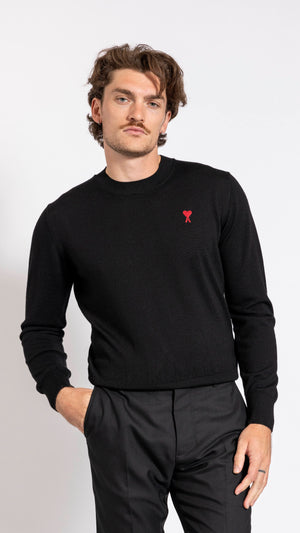 AMI PARIS BLACK ADC WOOL SWEATER