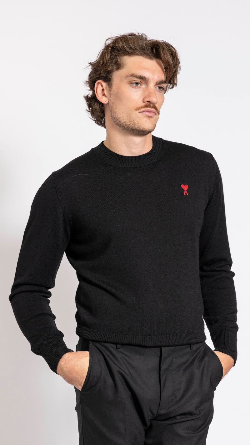 AMI PARIS BLACK ADC WOOL SWEATER