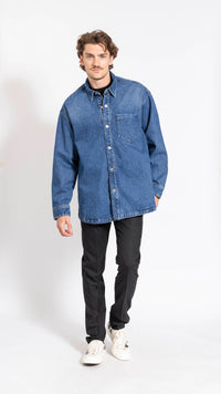 AMI PARIS MID BLUE WASHED OVERSHIRT